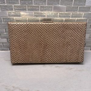 Banana Republic Gold Clutch with clasp and snakeskin print